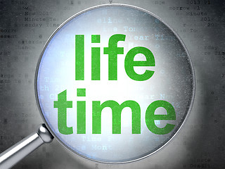 Image showing Time concept: Life Time with optical glass