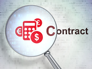 Image showing Business concept: Calculator and Contract with optical glass