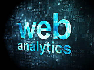 Image showing SEO web development concept: Web Analytics on digital background