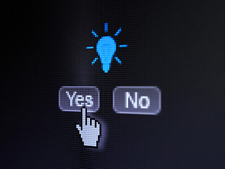 Image showing Finance concept: Light Bulb on digital computer screen