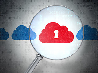 Image showing Cloud technology concept: Cloud With Keyhole with optical glass