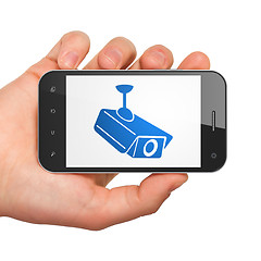 Image showing Privacy concept: Cctv Camera on smartphone