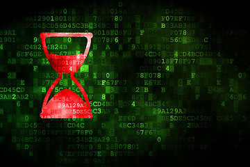 Image showing Time concept: Hourglass on digital background