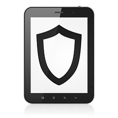 Image showing Privacy concept: Contoured Shield on tablet pc computer