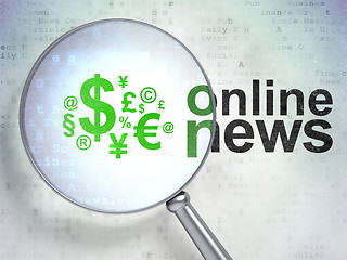 Image showing News concept: Finance Symbol and Online News with optical glass