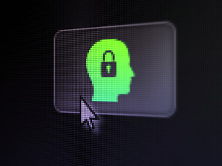 Image showing Finance concept: Head With Padlock on digital button background