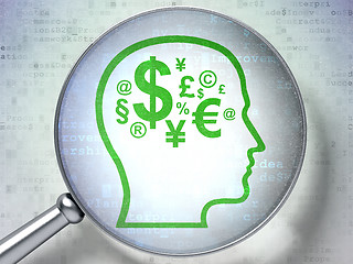 Image showing Business concept:  Head With Finance Symbol with optical glass o