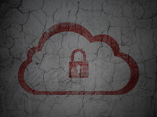 Image showing Cloud technology concept: Cloud With Padlock on grunge wall back