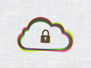Image showing Cloud networking concept: Cloud With Padlock on fabric texture b