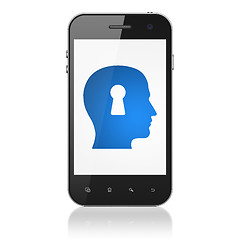 Image showing Data concept: Head With Keyhole on smartphone