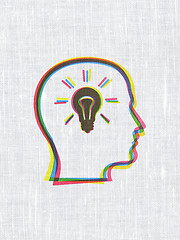 Image showing Finance concept: Head With Lightbulb on fabric texture backgroun