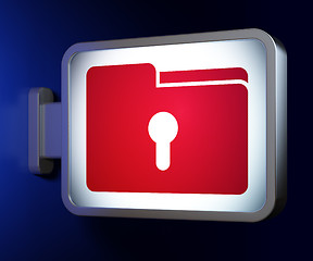 Image showing Business concept: Folder With Keyhole on billboard background