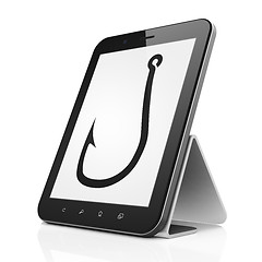 Image showing Safety concept: Fishing Hook on tablet pc computer