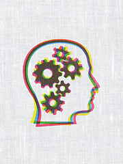 Image showing Business concept: Head With Gears on fabric texture background