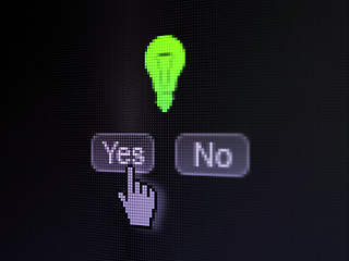 Image showing Business concept: Light Bulb on digital computer screen