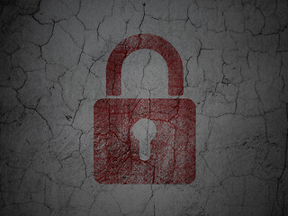 Image showing Data concept: Closed Padlock on grunge wall background