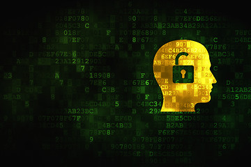 Image showing Business concept: Head With Padlock on digital background