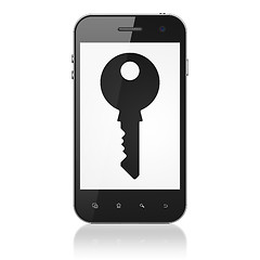 Image showing Protection concept: Key on smartphone