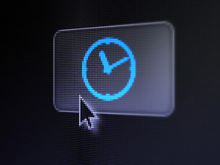 Image showing Timeline concept: Clock on digital button background