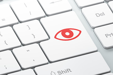 Image showing Privacy concept: Eye on computer keyboard background