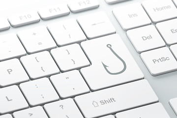 Image showing Safety concept: Fishing Hook on computer keyboard background