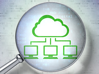 Image showing Cloud technology concept:  Cloud Network with optical glass on d