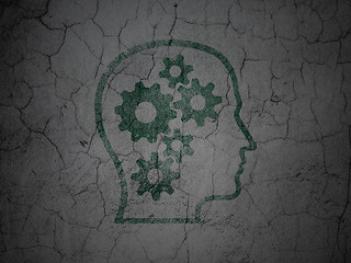 Image showing Business concept: Head With Gears on grunge wall background