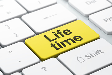 Image showing Time concept: Life Time on computer keyboard background