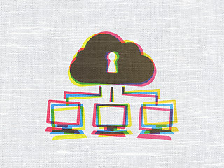 Image showing Security concept: Cloud Network on fabric texture background