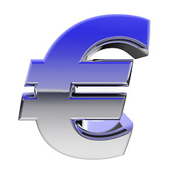 Image showing Chrome euro sign with color gradient reflections isolated on white