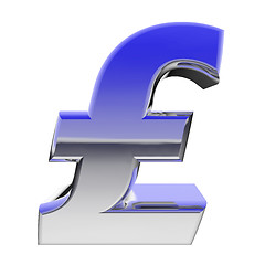 Image showing Chrome pound sign with color gradient reflections isolated on white