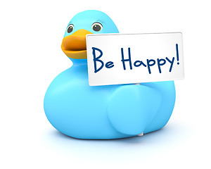 Image showing Blue Ducky with be happy sign