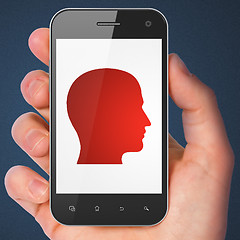 Image showing Information concept: Head on smartphone