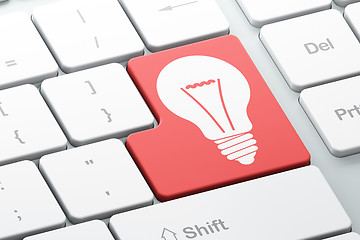 Image showing Business concept: Light Bulb on computer keyboard background