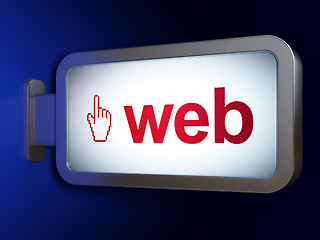 Image showing Web design concept: Web and Mouse Cursor on billboard background