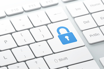 Image showing Privacy concept: Closed Padlock on computer keyboard background