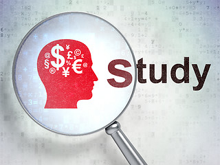 Image showing Education concept: Head With Finance Symbol and Study with optic