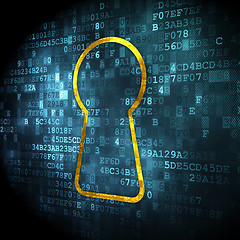 Image showing Information concept: Keyhole on digital background