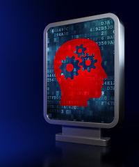 Image showing Information concept: Head With Gears on billboard background