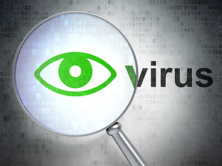 Image showing Privacy concept: Eye and Virus with optical glass