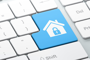 Image showing Safety concept: Home on computer keyboard background