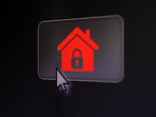Image showing Security concept: Home on digital button background