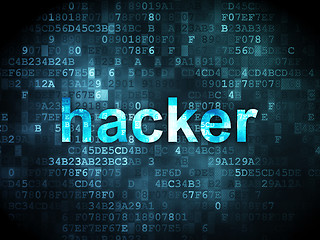 Image showing Security concept: Hacker on digital background