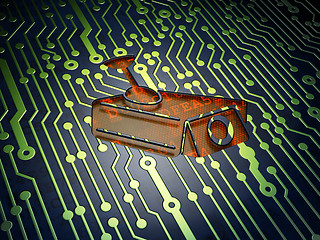 Image showing Safety concept: Cctv Camera on circuit board background