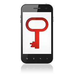 Image showing Protection concept: Key on smartphone