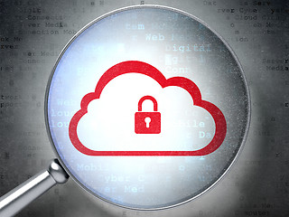 Image showing Cloud computing concept:  Cloud With Padlock with optical glass