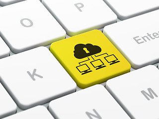 Image showing Protection concept: Cloud Network on computer keyboard backgroun