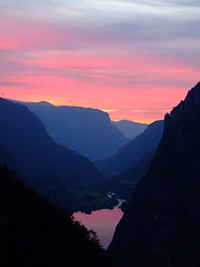 Image showing Sunset in Aurlandsdalen