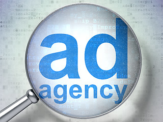 Image showing Advertising concept: Ad Agency with optical glass
