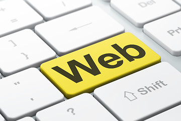 Image showing SEO web design concept: Web on computer keyboard background